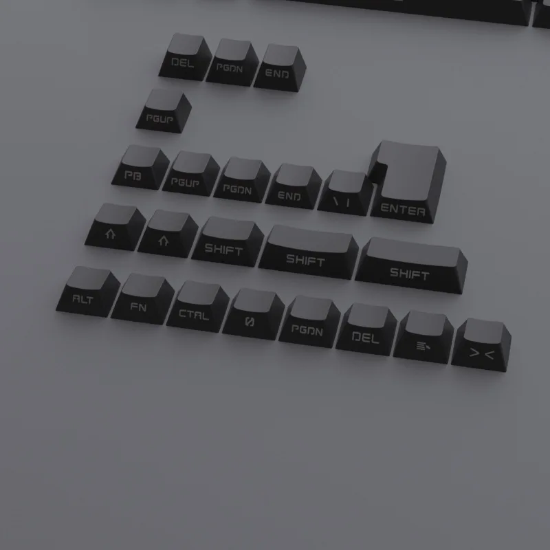 KUXM Black ABS 131-Key Side-Engraved Illuminated OEM Profile Keycaps Ready to Ship