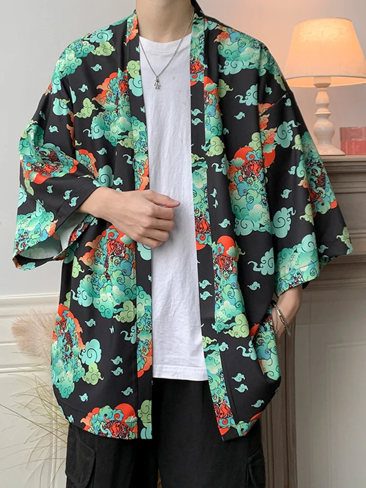 

Men's Summer Thin Long Sve Ice Silk Sun Protection Clothing New Chinese Sle Rvated Version Tang Costume arp Collar