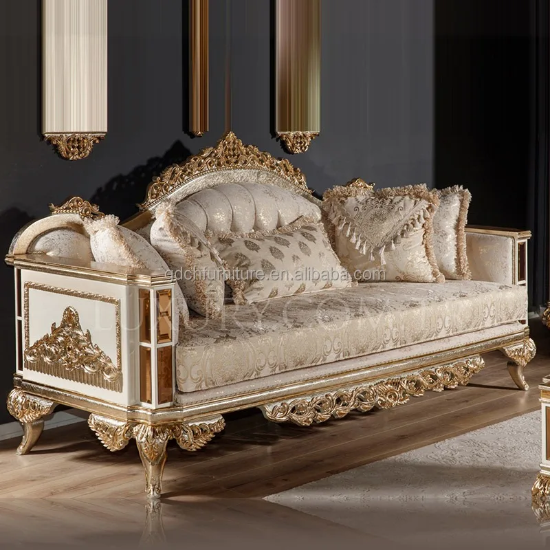 Royal High-end Elegant Luxury Traditional Velvet Sectional Sofa Handmade Sponge Filling European Solid Wood Carved Living Room