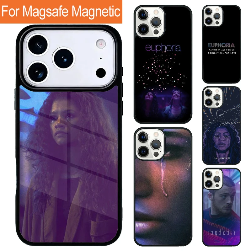 Coque de téléphone magnétique imprimée série TV américaine Euphoria pour iPhone 17 Pro 16 15 13 12 11 Pro Max Air 14 Plus avec couverture Magsafe