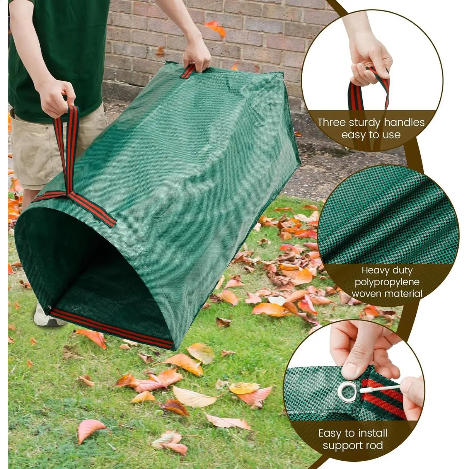 Yard Bags Foldable Stand-Up Container 2 Pieces 270L Portable Yard Garbage Bin For Clippings Branches Debris Landscaping Party