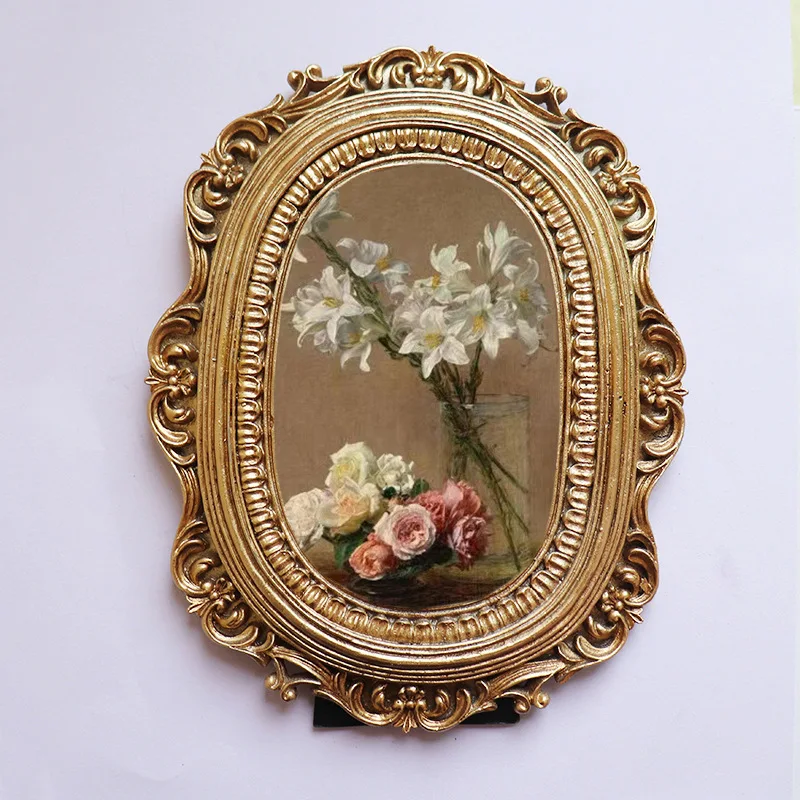 

Mutihome Room Decoration French Retro Carved Relief Resin Photo Frame Decorative Photo Frame Wall Mounted Oil Painting Frame