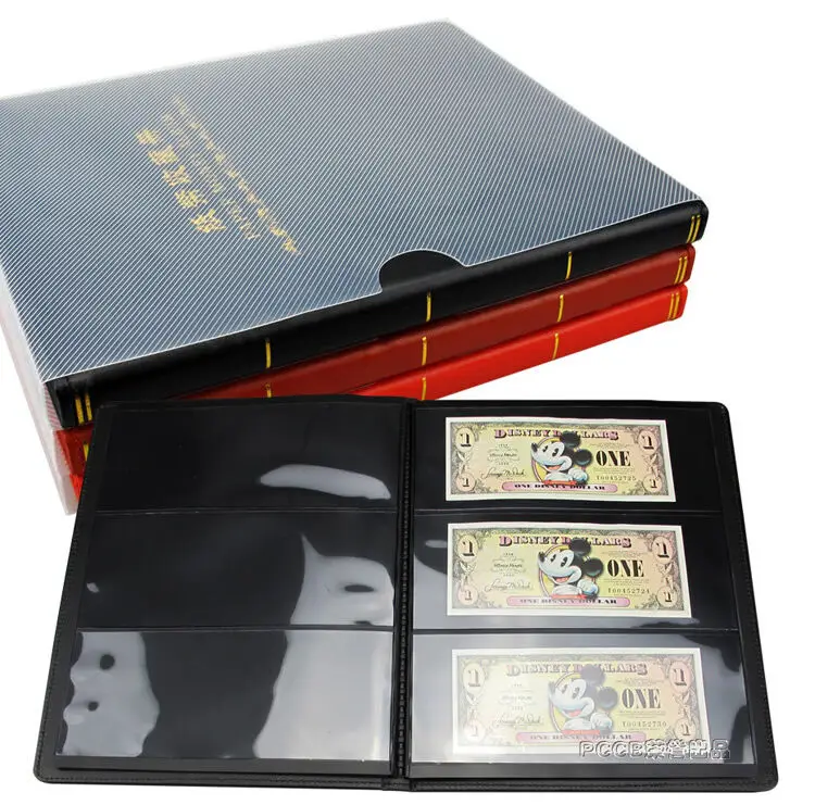 New 40/60 Paper Money Note Holders Collection Album Book Collecting Storage Black Red Blue