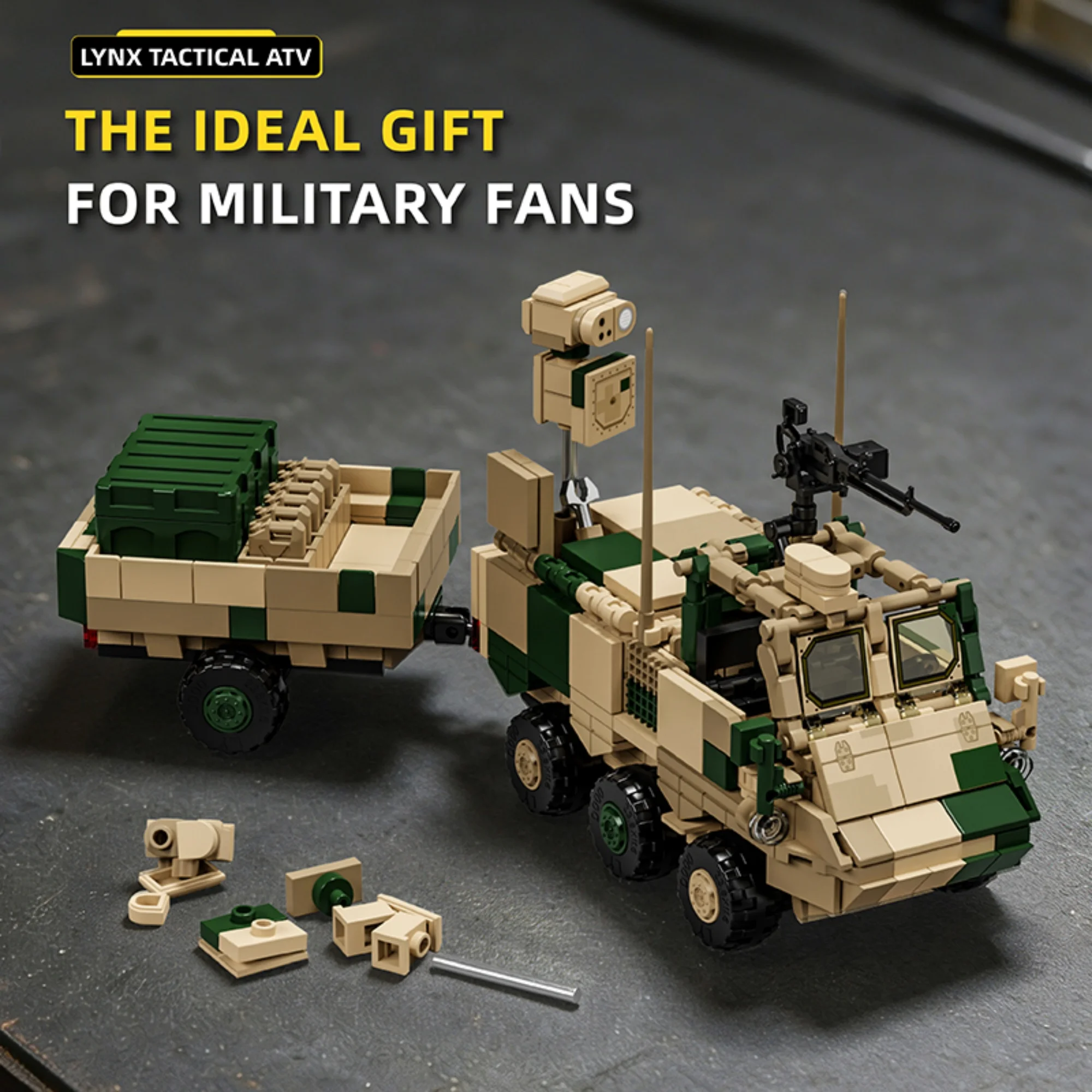 737pcs PLA Lynx 6x6 All-Terrain Vehicle 2-in-1 Building Blocks 12GO 91013 Military LYNX TACTICAL ATV Bricks Toys for Adults Gift