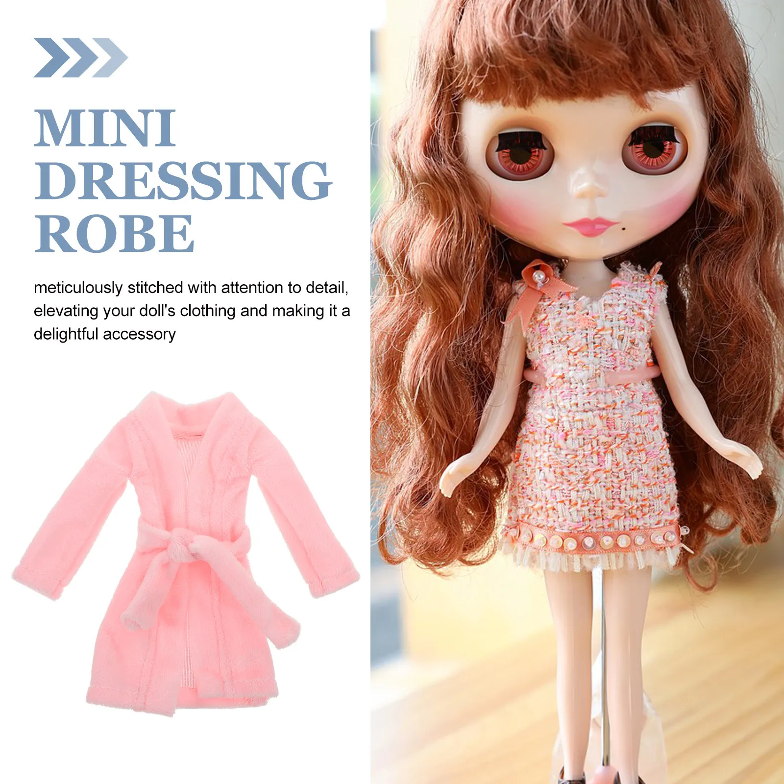 Mini Dressing Bathrobe Accessory Soft Fabric Versatile Fit Machine Washable Miniature Bathrobe Clothing Mini Dressing Robe
