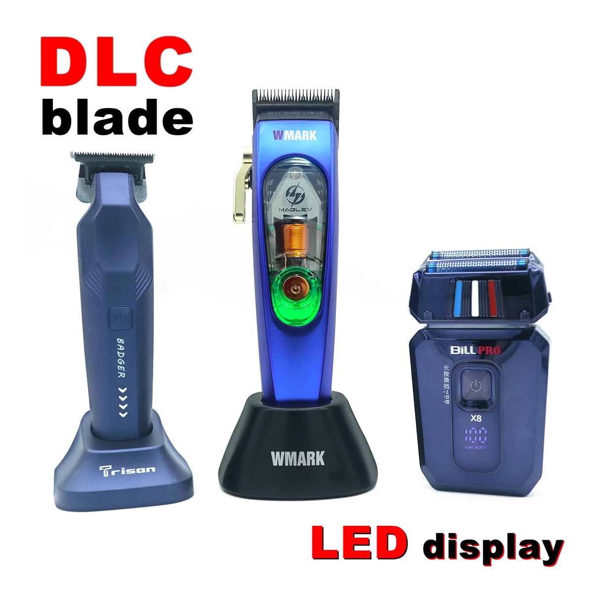 

Профессиональный комплект машинки для стрижки волос для мужчин DLC Blade 10000 об/мин, двойная фольга, титановая синяя сетка, парикмахерская NG9004 M4T X8
