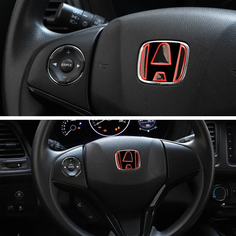 Car Steering Wheel Front Emblem Badge Logo Sticker For Honda Accord Civic Spirior City FIT CRV Red Protective Decoration