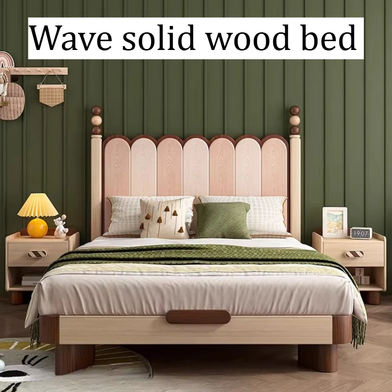 

150x200cm Full Wooden Double Bed Headboard Frame Japanese High Double Beds Modern Kids Queen Size Clearance Bedroom Furnitures