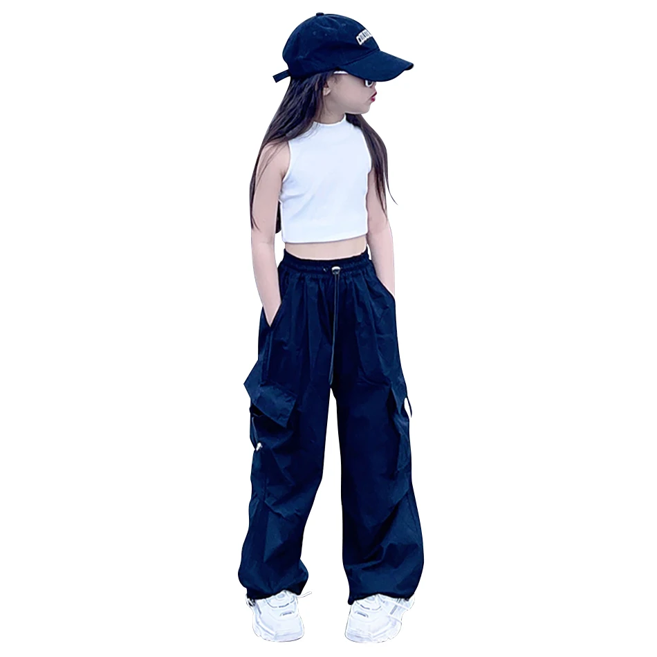 

5-16Y Unisex Kids Casual Loose Cargo Pant Street Dance and Daily Activities Pants Elastic Waistband Comfortable Kids Pants