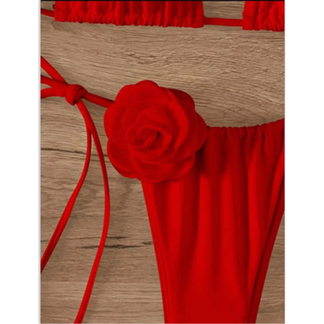 S - XL Sexy 3D-Blumen Neckholder-Bikini mit Trägern, Damen-Badebekleidung, zweiteiliger Bikini-Set, Badeanzug, Badebekleidung, Schwimmbekleidung V5297 – Detail 26