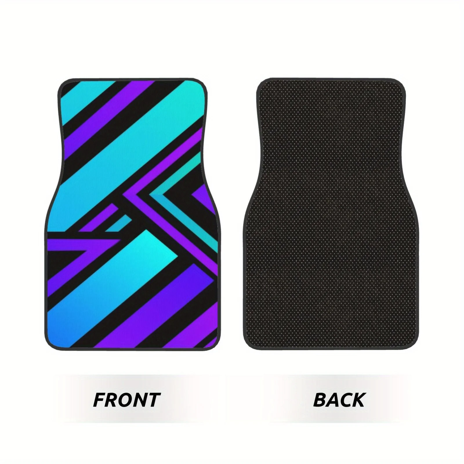 Set Of Four Geometric Design Crystal-Fiber Car Floor Mats - Easy To Install And Take Off, Machine Washable, Compatible With For