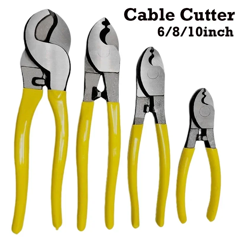 

6/8/10 Inch Cable Cutter Multifunctional Electric Wires Cutting Plier Steel Electrician Pliers Anti-Slip Wire Shear Hande Tools