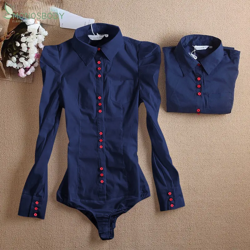 Office Lady Bodysuits Business Work Rompers Long Sleeve Formal Body Shirts Women Fashion Blouses Female  Tops 2023 Monos Mujer