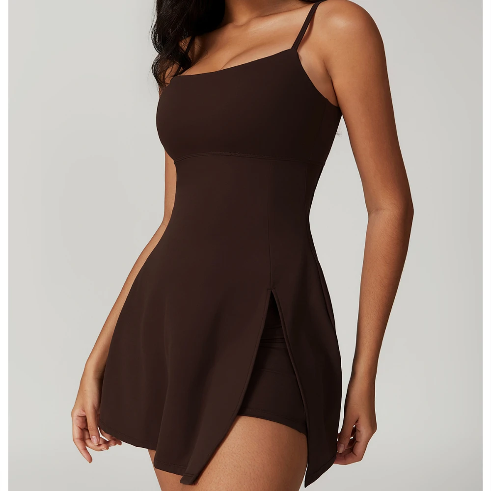 レディースヨガロンパース バックレスワンピース お腹シェイプドレス ジャンプスーツ パッド入りスポーツブラ ロンパース ファッションフィットネス スポーツウェア