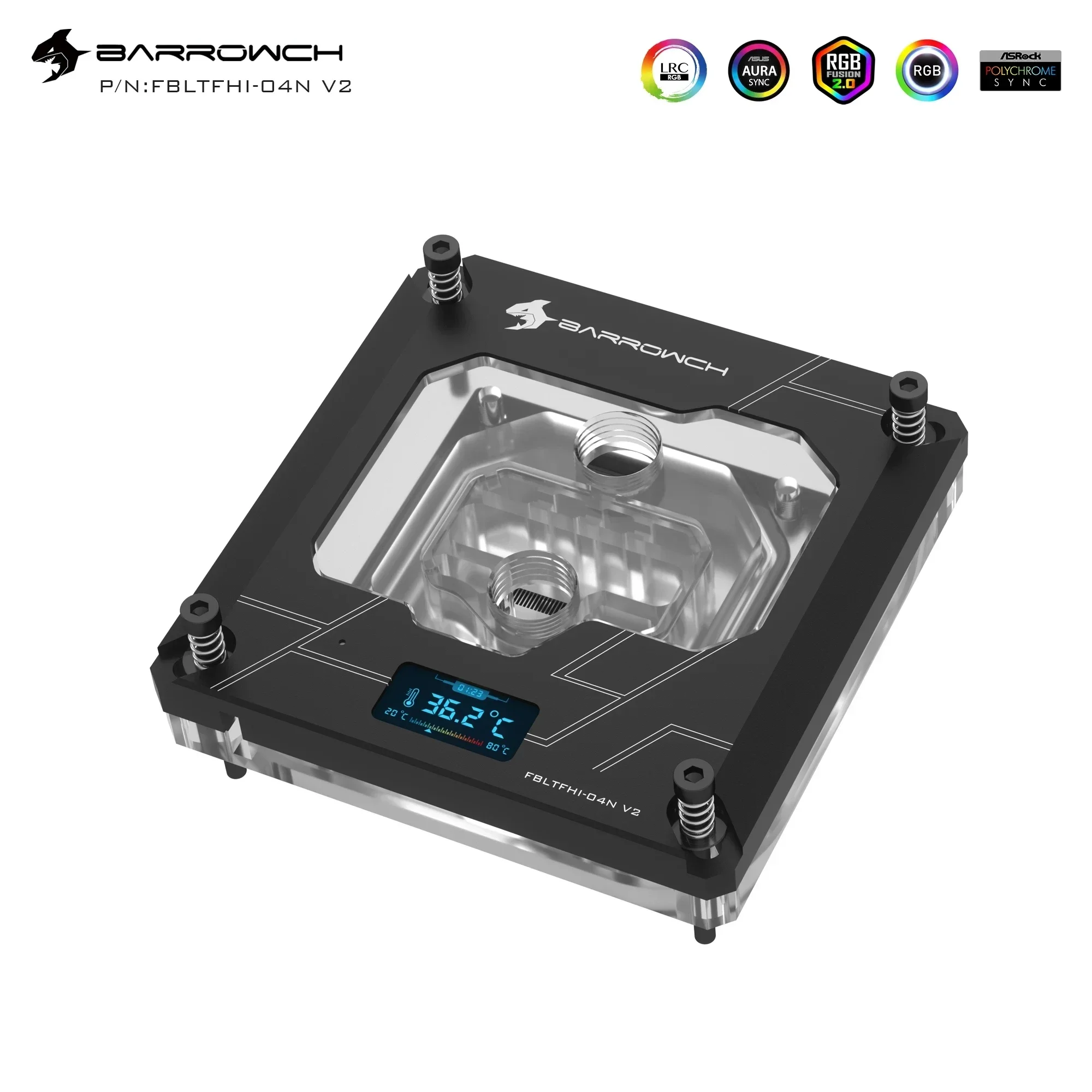 Barrowch CPU Water Block use for INTEL LGA1150 1151 1200 1700 2011 X99 / RGB Light compatible 5V GND 3PIN Header in Motherboard