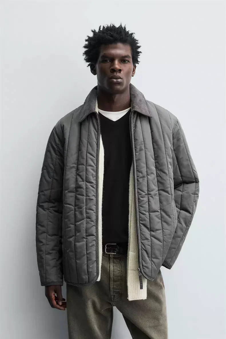 

New Arrival Men's Cotton Jaet Zipper Corduroy Collar Jaet Youth Faion Autumn Winter Warm Casual Sle Long Sve Pure ...