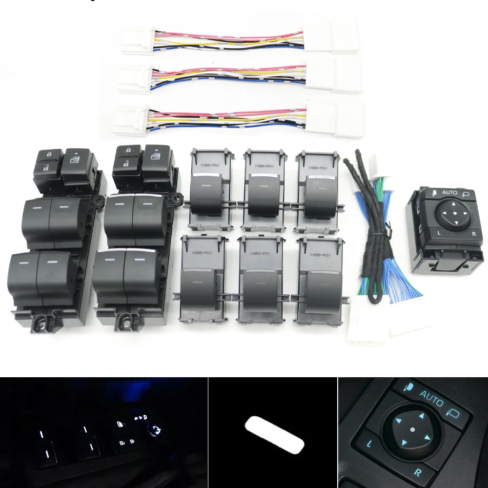 

RHD Rearview Mirror Fold Switch LED Power Window Regulator Button For Toyota BZ4X RAV4 Corolla CHR Camry Avalon Yaris Highlander