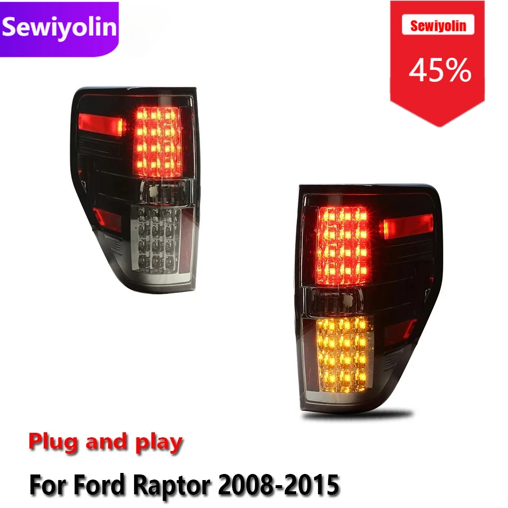 

Автомобильные светодиодные задние фонари DRL в сборе для Ford Raptor 2008-2015, авто противотуманные фары DRL, стоп-сигнал поворота Plug and Play
