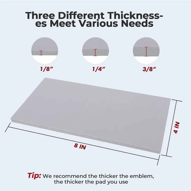 وسادة غطاء إسفنجية A25F مقاس 8 بوصة × 4 بوصة، 3 سمك من السيليكون للقبعة، حصيرة الضغط الحراري، 1/8 بوصة، 2/8 بوصة، 3/8 بوصة تستخدم مزدوجة الجوانب لضغط القبعة