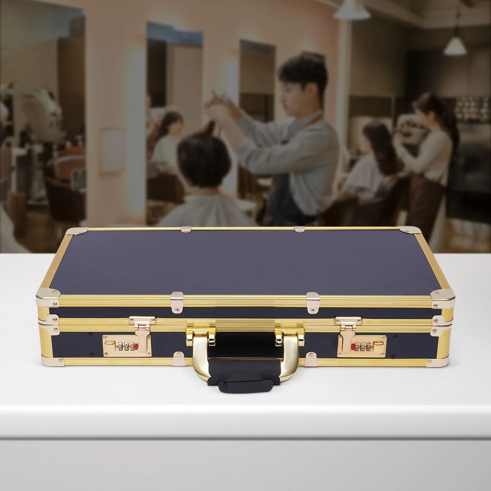 

Bymaocar Barber Travel Organizer Tool Box, Portable Professional Beauty Salon Suitcase Display Case with Handle & Secure Numlock