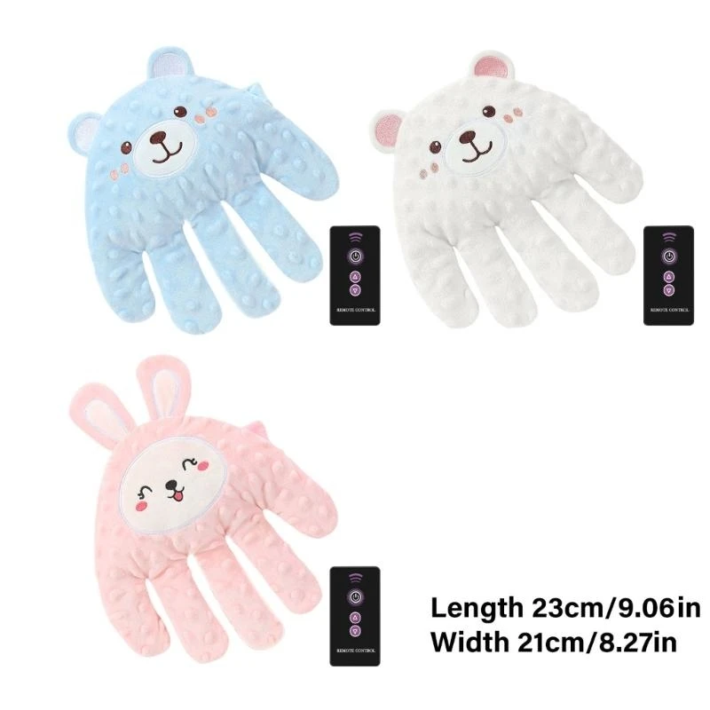 J15U وسادة يد كهربائية للأطفال الصغار لعبة استرضاء على شكل حيوانات كرتونية مع جهاز تحكم عن بعد #6