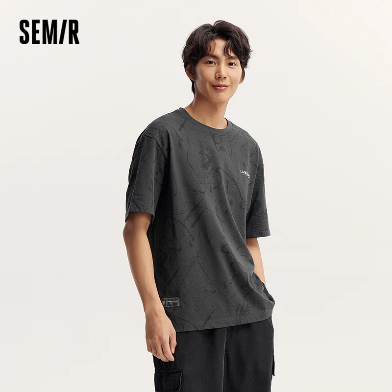 

Мужская футболка Semir с коротким рукавом, новинка 2024, летняя версия, повседневная одежда из чистого хлопка с художественным принтом