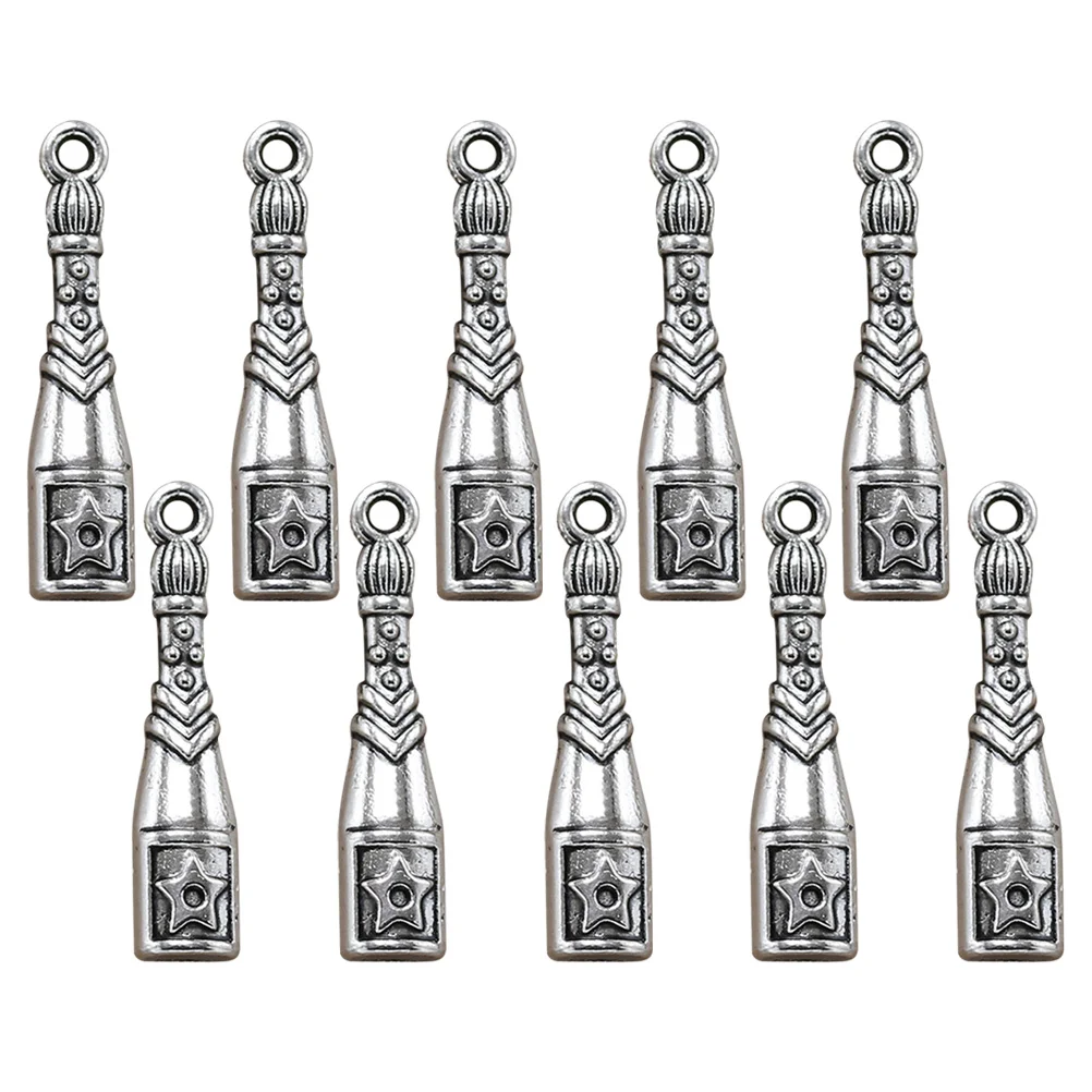 

10 PCS Charm Pendant Bottle Charms for Jewelry Making DIY Pendants Ancient Silver