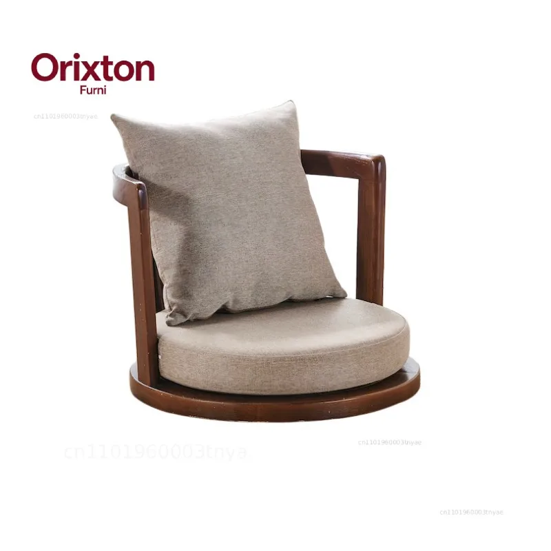 Chair with Armrests with Back Support Asian Traditional Floor Tatami Chair Armchair Solid Ash Wood