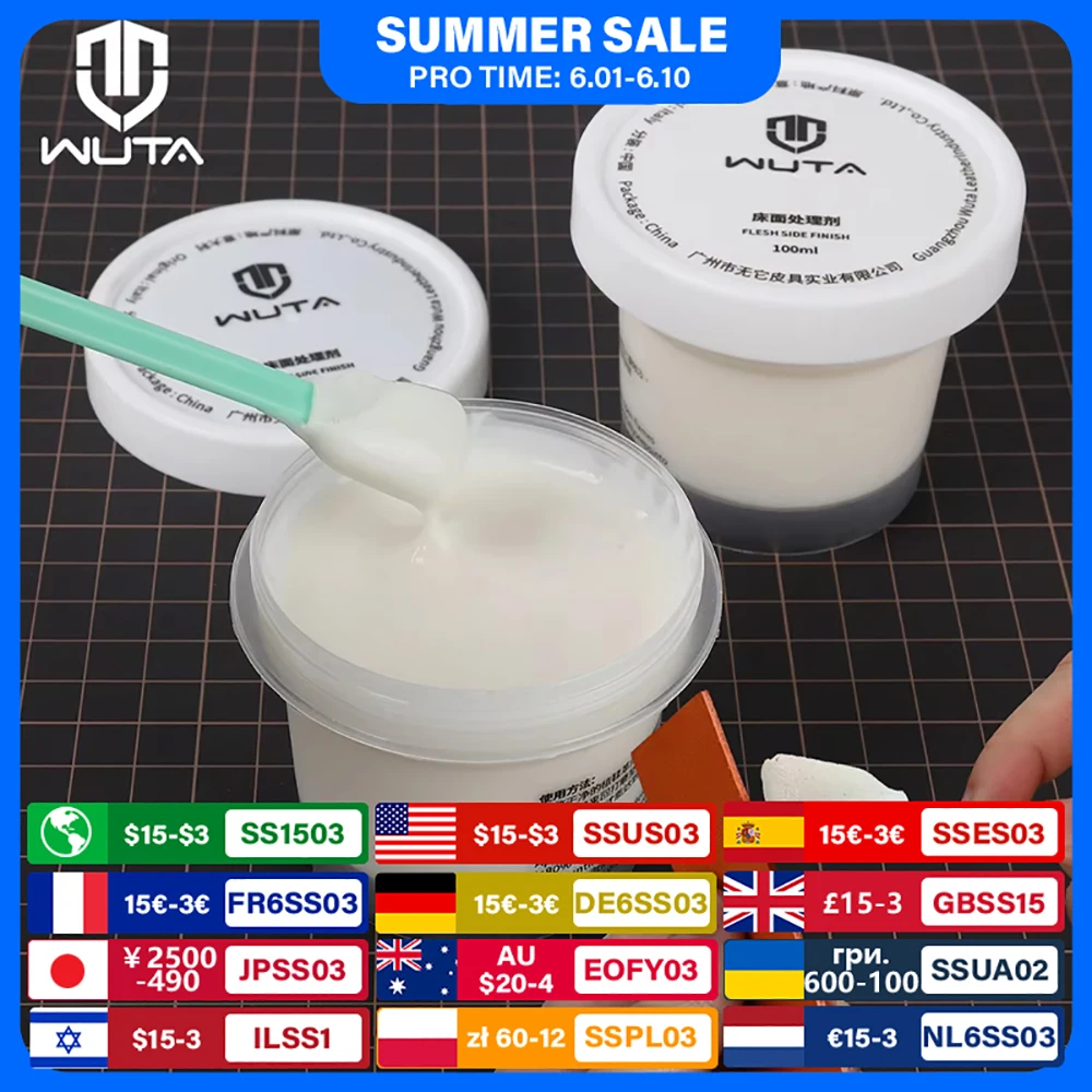 WUTA Leather Finish Tokonole Rougher Burnisher Gum Handcraft CMC Clear & Smooth Treatment Agent Italy Imported Edge Coat Paint