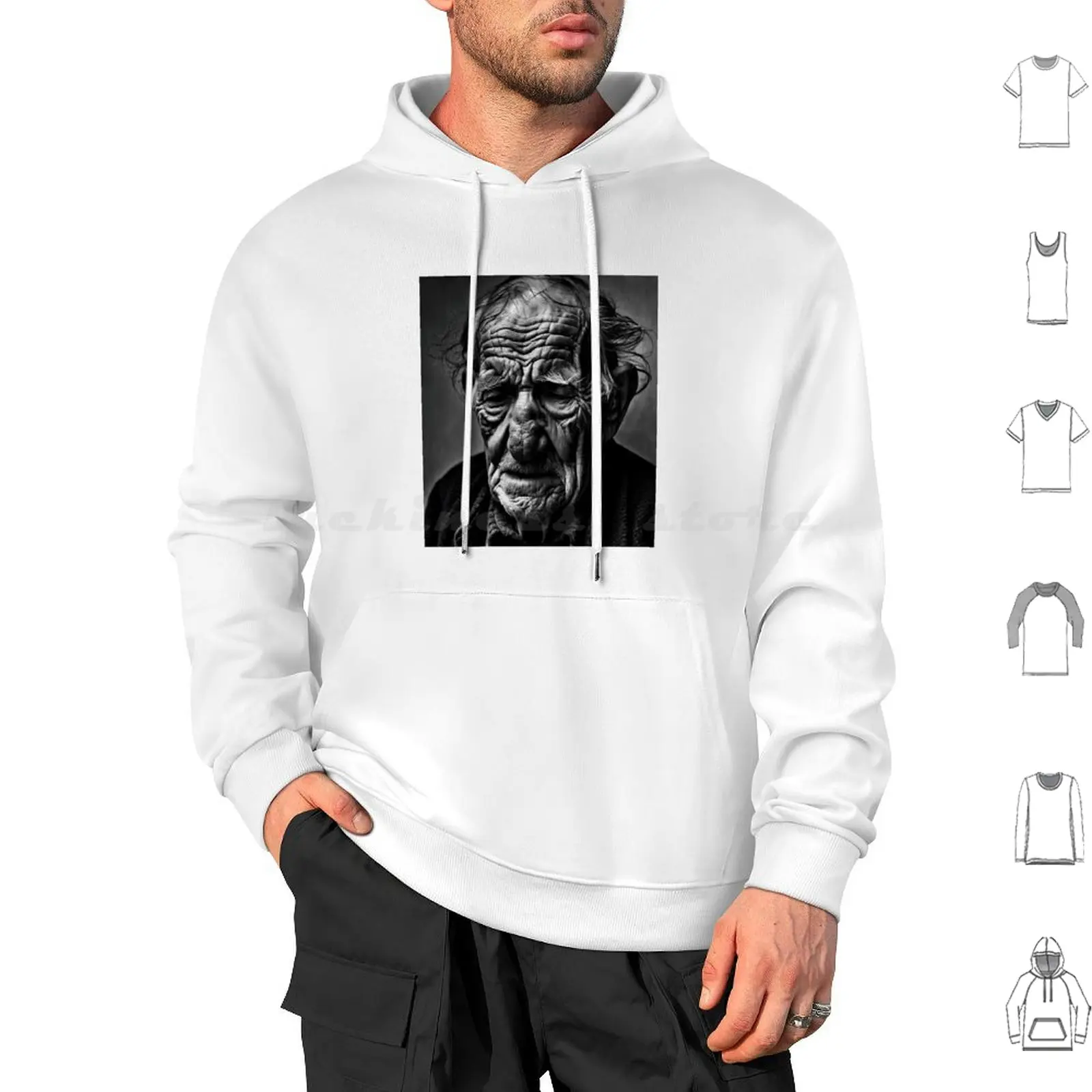 Worn Old Man Hoodie cotton Long Sleeve Worn Old Man Old Man Old Man Wrinkled