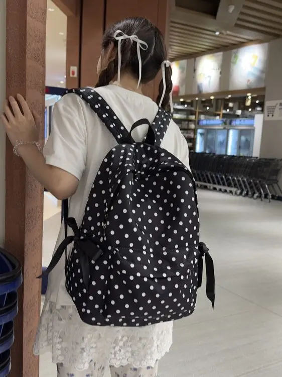 Fashionable Nylon Material Zipper Backpack Sweet College Style Youth Backpack Summer 2025 Plastic Hardware Support Water Bott...