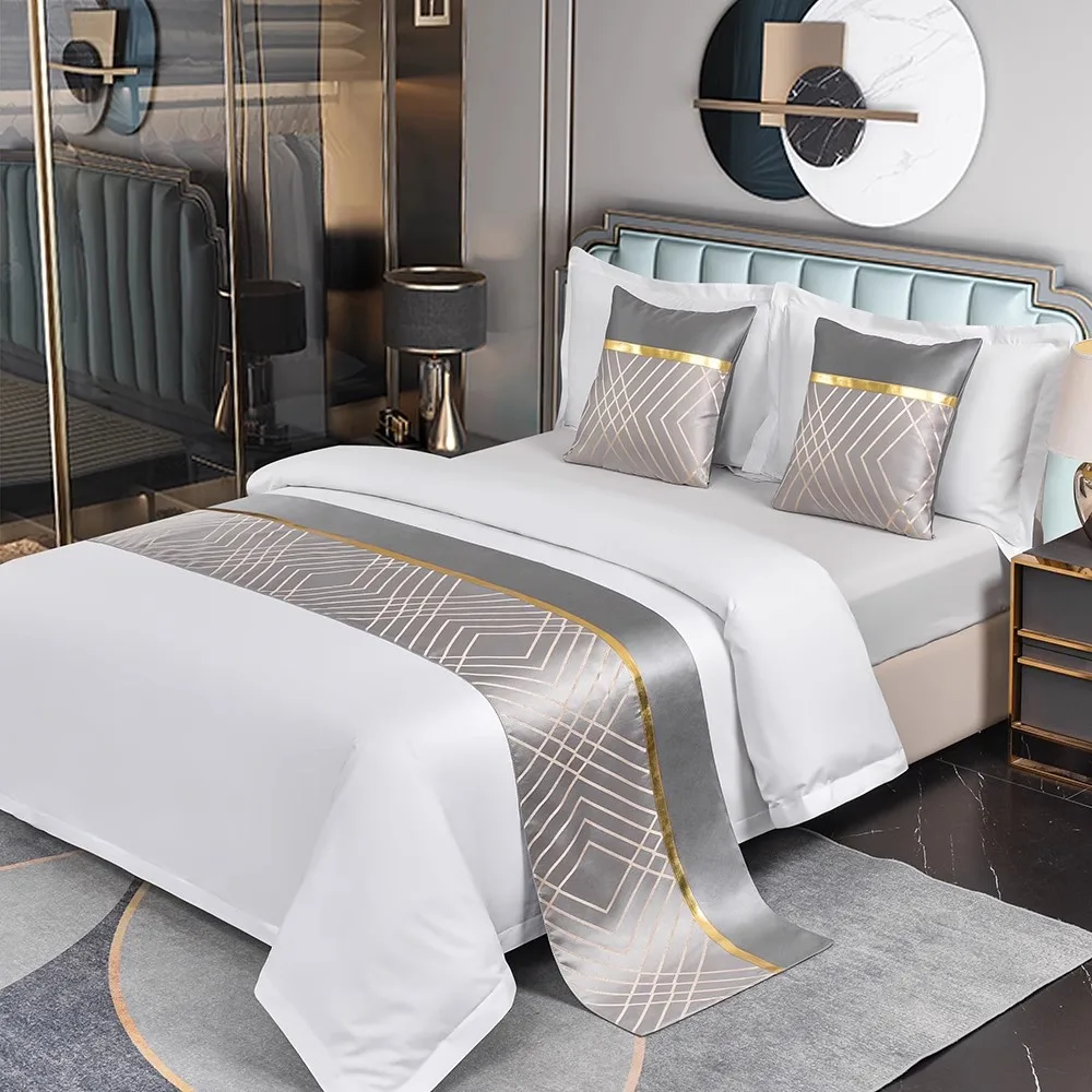 New Chinese Style Fashion High Quality Bed Flag Hotel Cupboard Table Runner Decor for Home Parlor Wedding Room Pillowcase