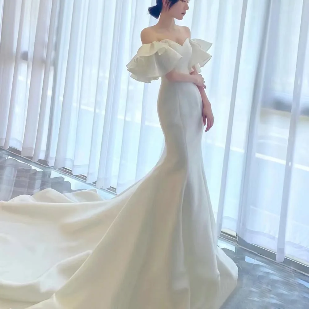 

Customized White Mermaid Women Wedding Dresses Court Train Bridal Gowns Formal Vestido De Noiva robe de mariée Abendkleider