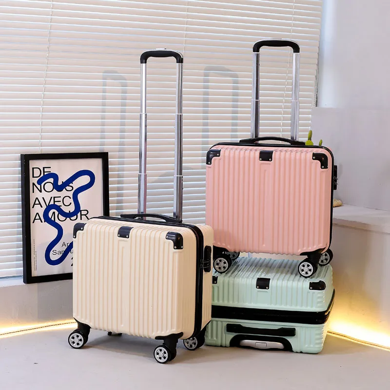 18 inches Airline Cute Suitcase Password Box Travel Luggage Lightweight Chassis Mounted Universal Silent Wheel