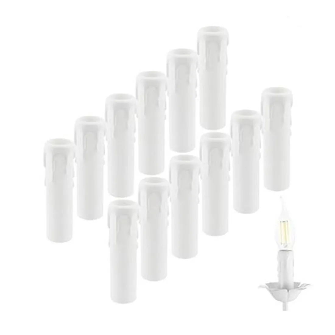 

Упаковка из 6/12/24 шт., белая каплевидная крышка для свечей E12 E14, пластиковые капельные рукава, держатель для светильника для хрустальной люстры