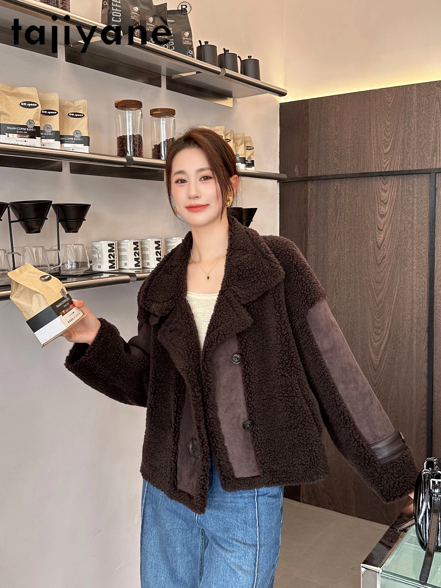 TAJIYANE 100 % Echt Wolle Mantel Frau Chic Verdickte Kurze Jacke Schafschur Pelz Outer Winter Frauen Kleidung 2025 fourrure