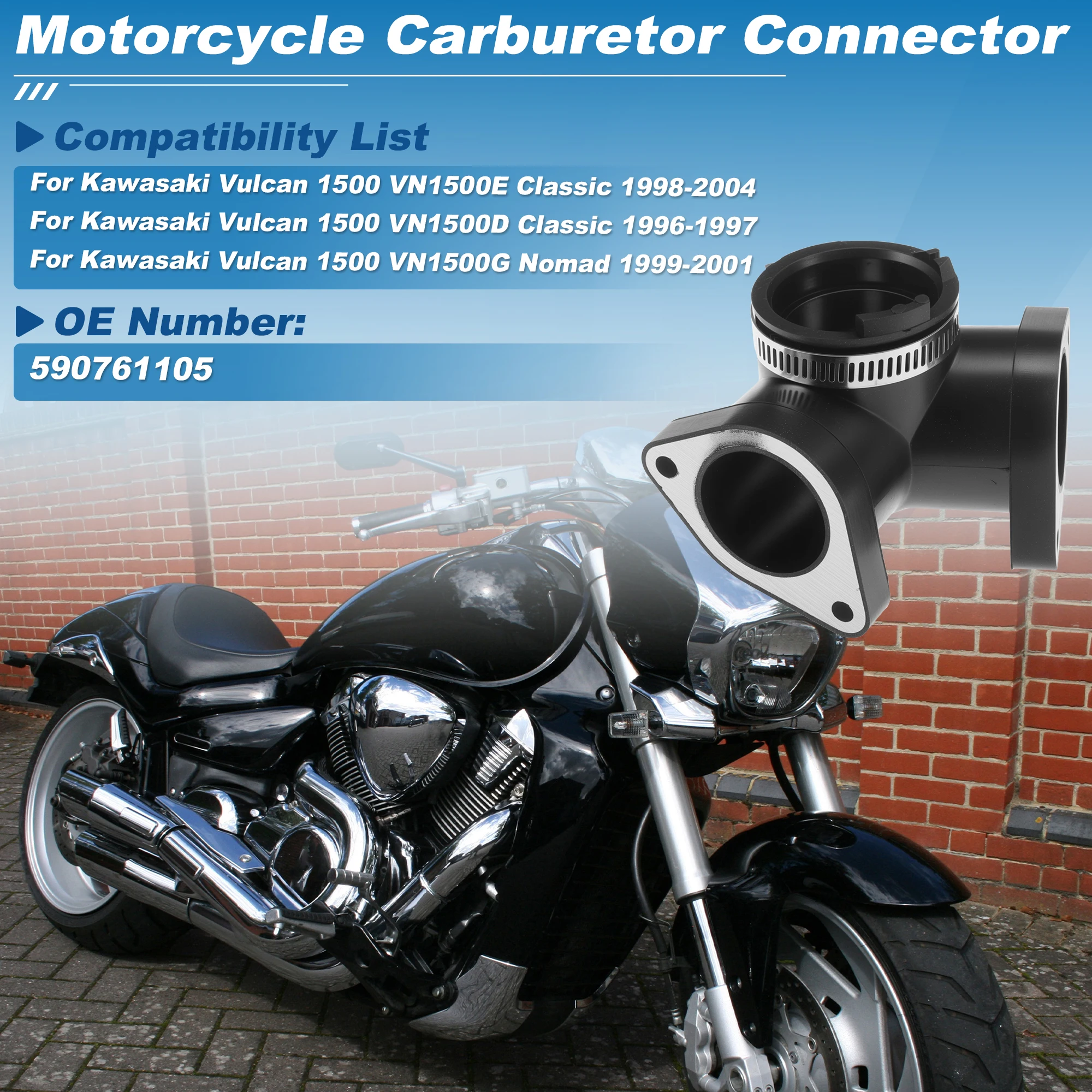 Motoforti Motorcycle Carburetor Connector for Kawasaki Vulcan 1500 VN1500E Classic 98-04