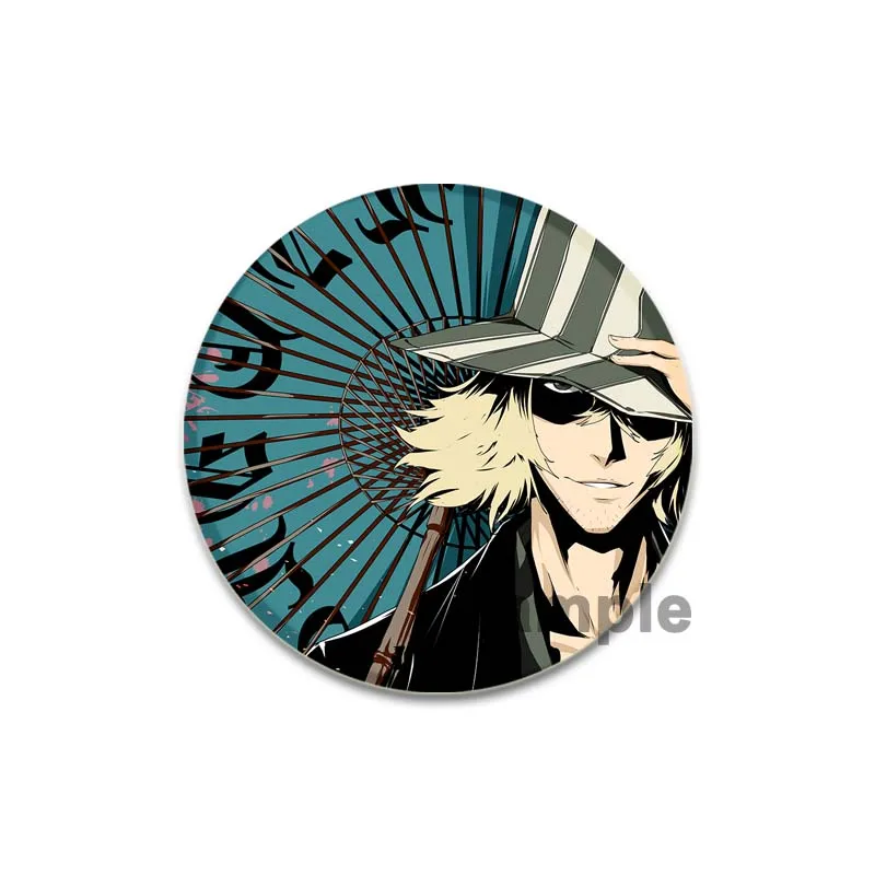 Anime Figure Rukia Renji Byakuya Kuchiki Byakuya Sajin Renji Badge Fashion Jewelry Accessories Brooch Bleach Round Handmade Pins