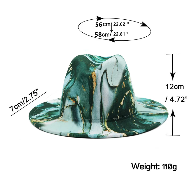 Fashion Patchwork Women Fedora Hat printing Design Wide Brim Trilby Jazz Hats Formal Street Dress Cap Sombreros De Mujer