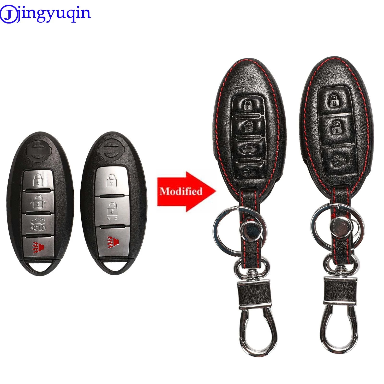 jingyuqin Remote 3/4 Leather Key Case Cover For nissan Qashqai J11 x-trail T31 T32 Protect Vampira Pathfinder Murano Teana Juke