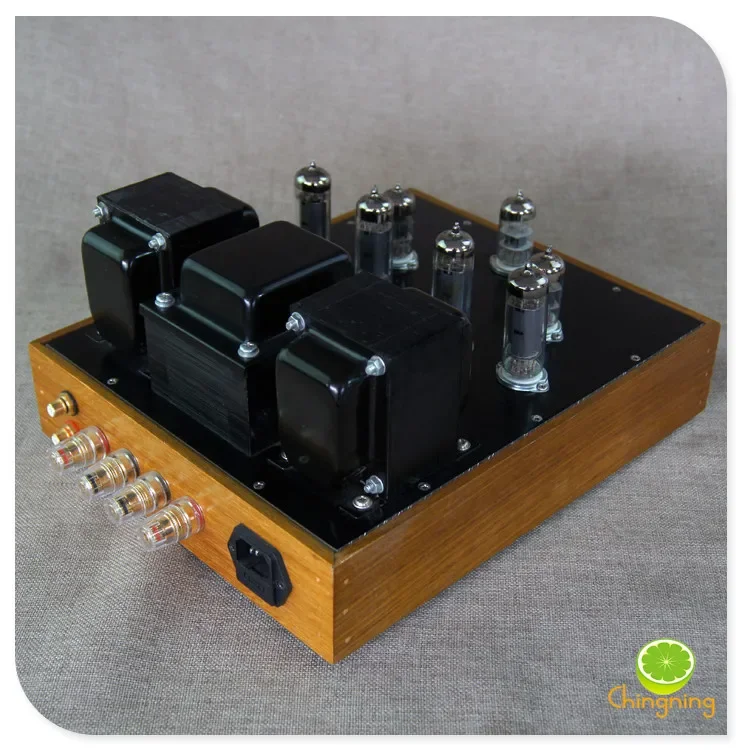 latest promotional crude wood case 2*15W (RMS) 6P14 5670 6N1 Stereo push-pull class A tube preamplifier Tube amp amplifier