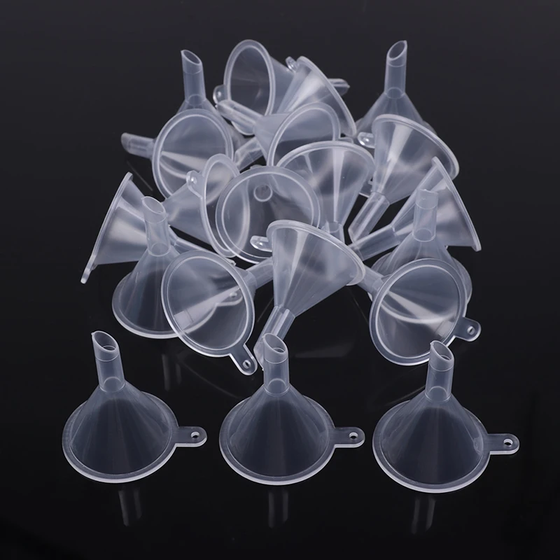 

20Pcs Small Funnel Plastic Funnels Transparent Hopper Simulation Perfume Makeup Water Filling Funnel Tool