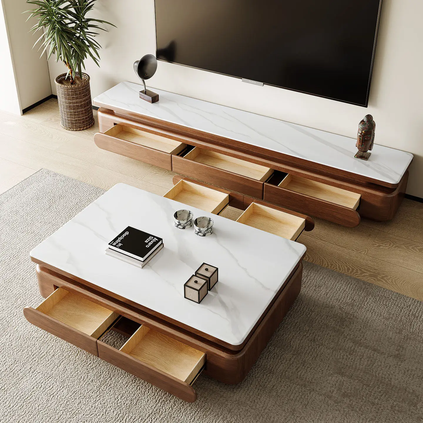 Coffee Table Set Home Furniture Set Solid Wood Coffee Table Set Simple Wooden Coffee Table for Seating