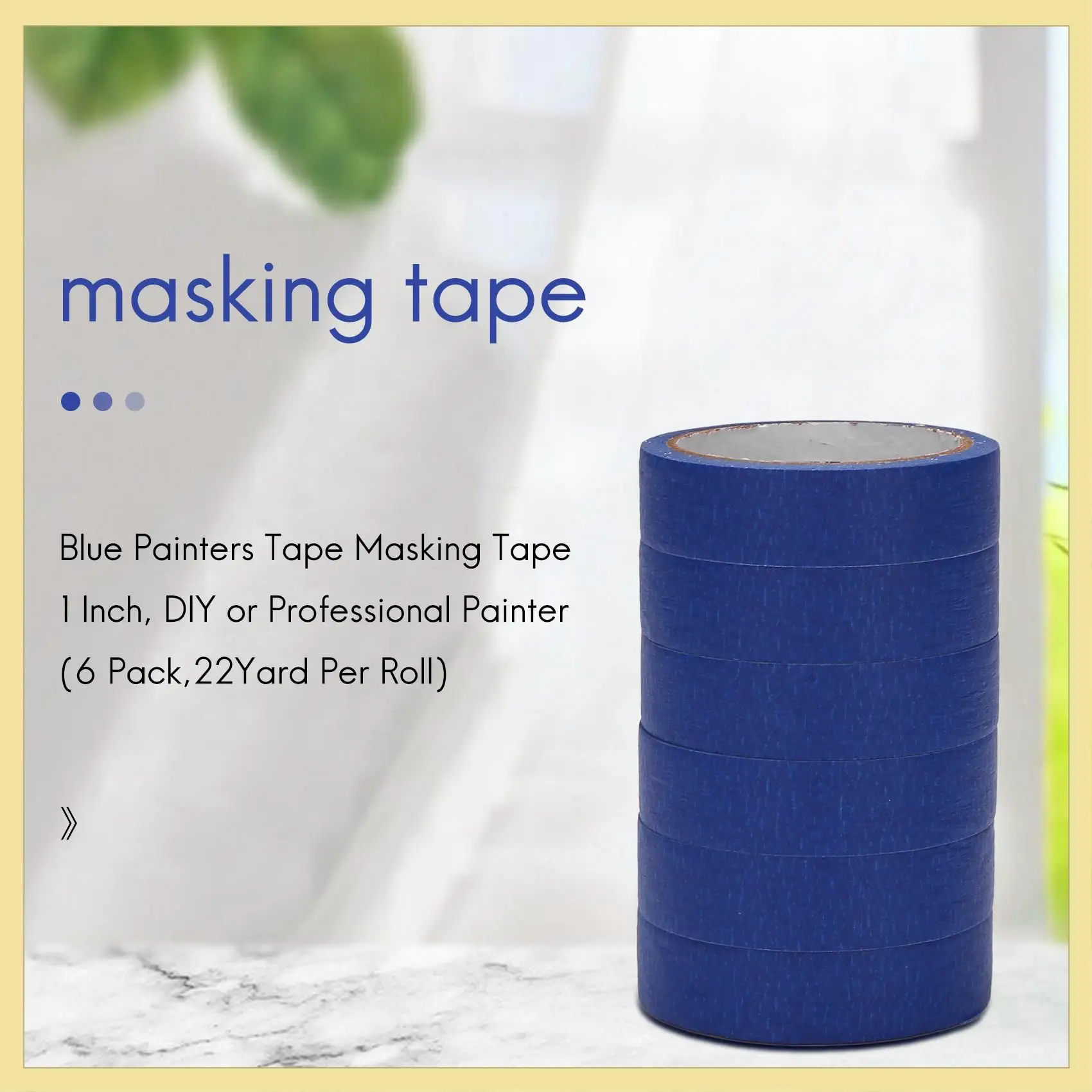 TTKK-blauwe schilderstape afplaktape 1 inch, doe-het-zelf of professionele schilder (6 stuks, 22 meter per rol)