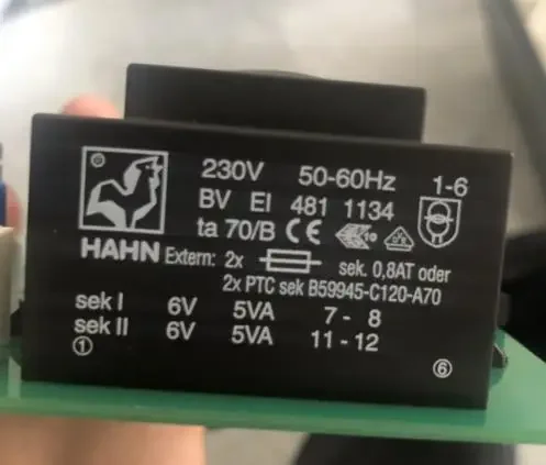 10VA  230 to 2X6V transformer AS4816-E-1000-060-D replaces BVEI4811134
