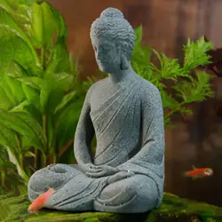 Resin Fish Tank Buddha Sitting Statue Ornament for Terrarium, Marine Aquariums ,Salt and Fresh Water Use