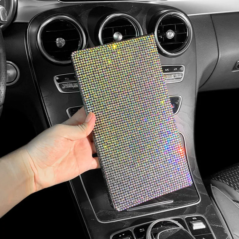 

Women Bling Crystal Diamond Car Storage Case UniversaI Car Driver License Credit Cards Holder Car Interior Decoration Accessorie