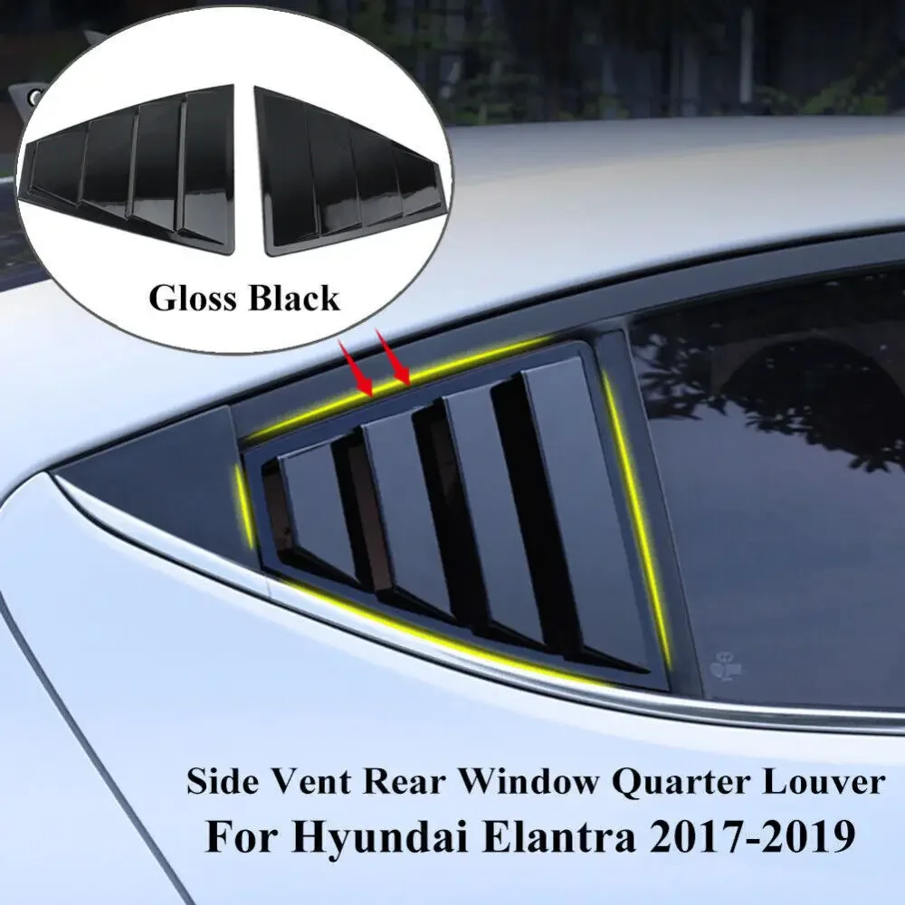 

2PCS For Hyundai Elantra 2017-2019 Car Rear Window Quarter Louver Cover Side Vent Shutter Trim Scoop ABS Accessorie