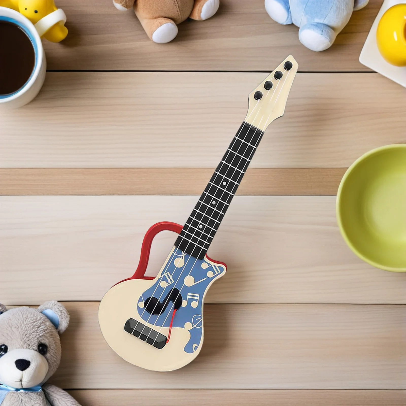 Ukulele infantil portátil, instrumento musical para iniciantes, jogo educacional, plástico, nylon, forte, não é fácil de quebrar, artístico exclusivo