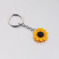 New Sunflower Key Ring Stainless Steel Car Keychain Woman Backpack Bag Pendant Hanging Ornament Couple Keyring Girl Gifts
